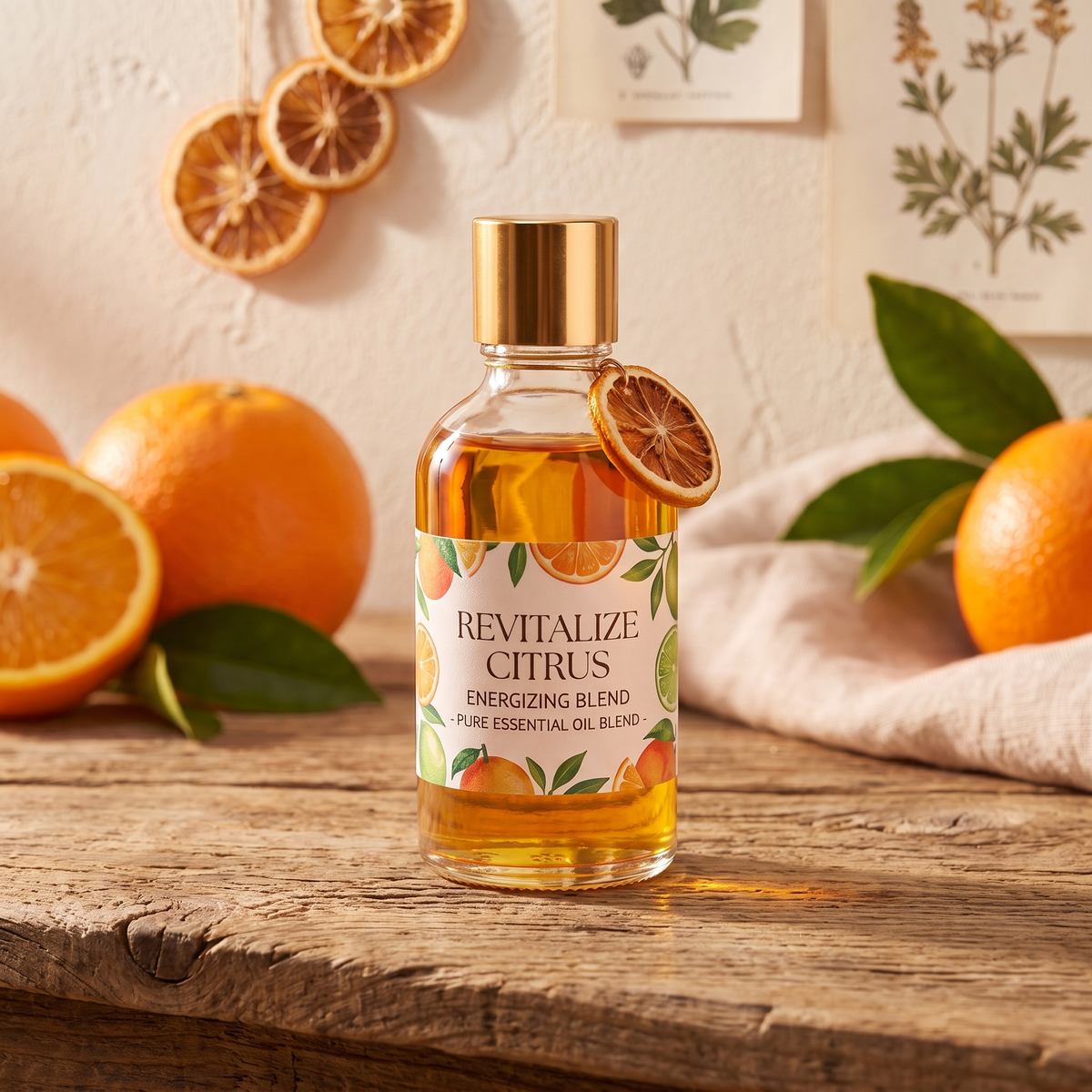 CALMIRAY Revitalize Citrus energizing pure essential oil blend in glass bottle with gold cap