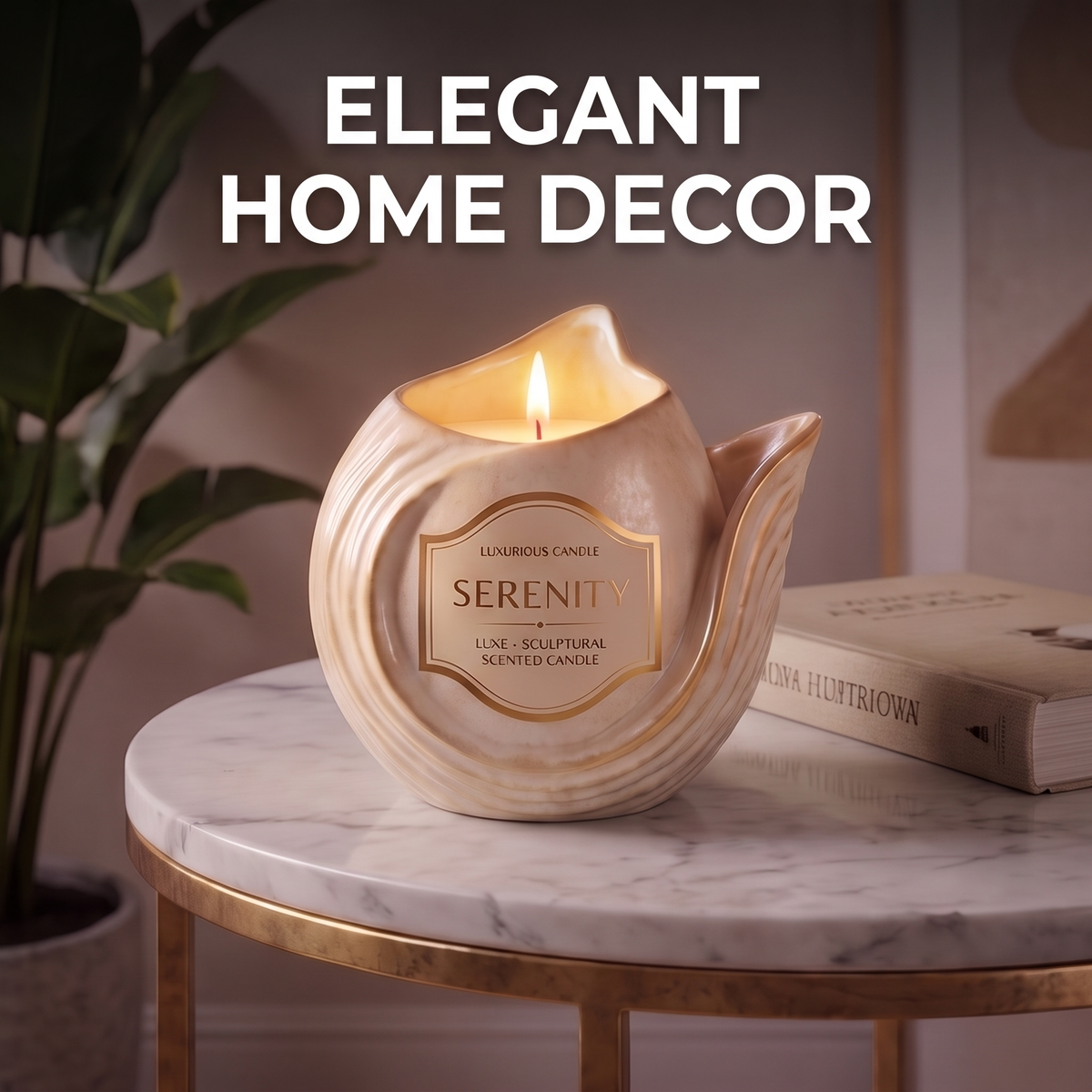 CALMIRAY Serenity luxe sculptural scented candle in cream ribbed ceramic