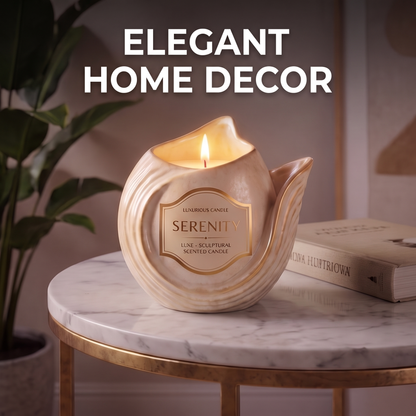 CALMIRAY Serenity luxe sculptural scented candle in cream ribbed ceramic