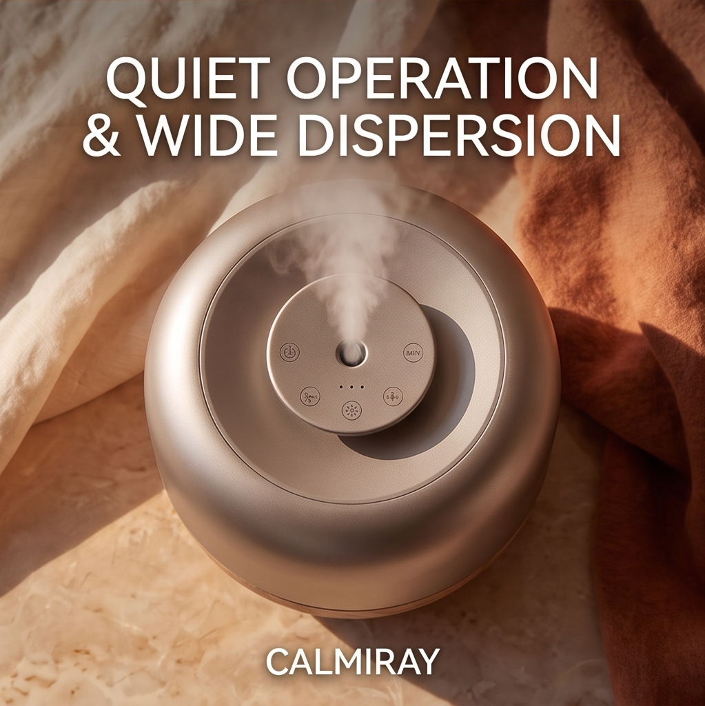 CALMIRAY aroma diffuser creating a calm and relaxing environment with premium materials