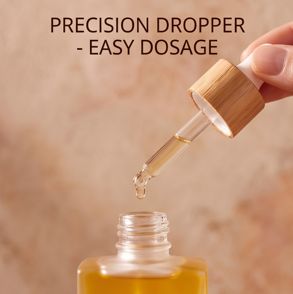 Precision bamboo dropper releasing CALMIRAY essential oil for easy dosage